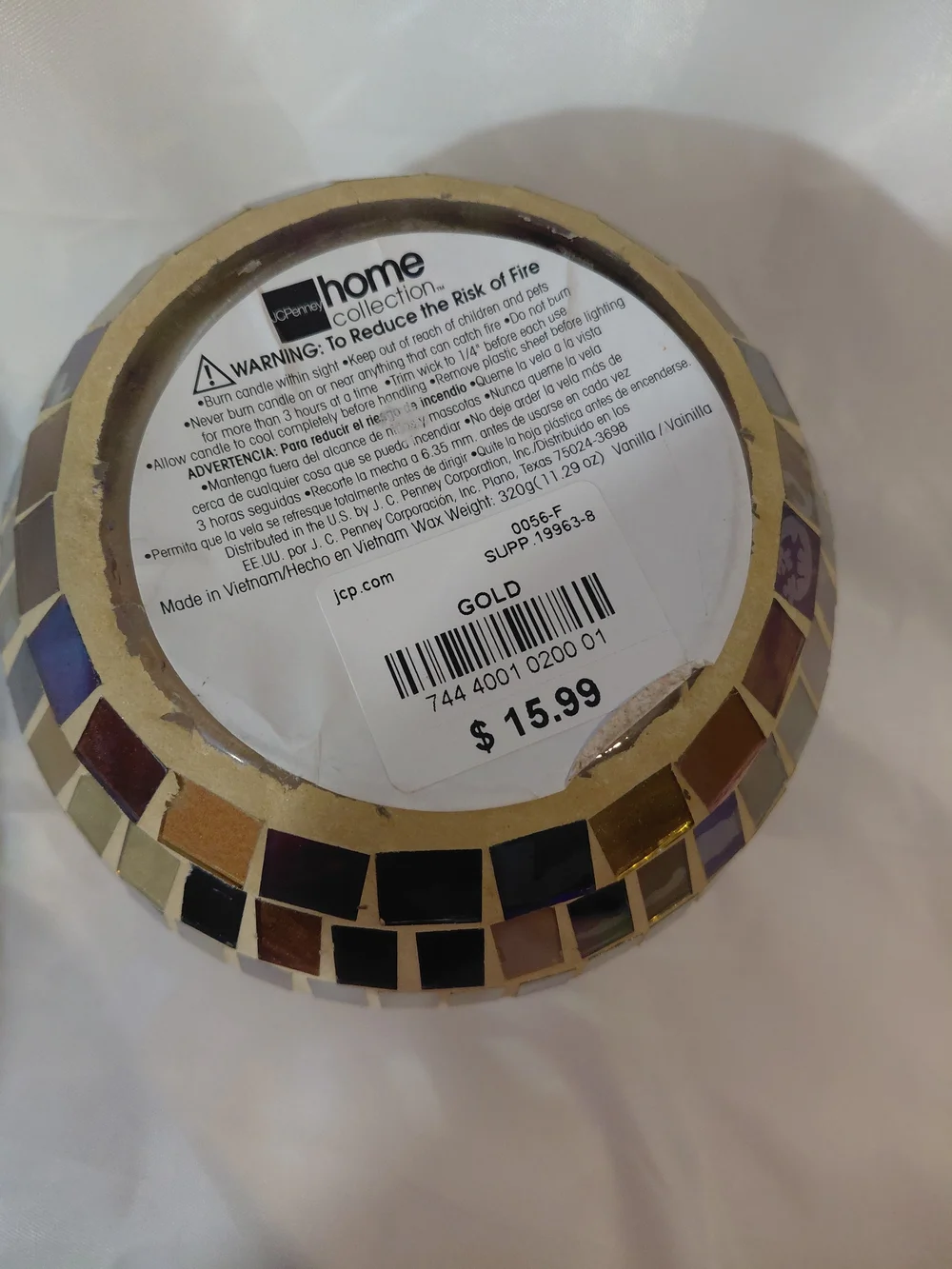 jcpenney Mosaic Glass Candle Holder - Gold and Multicolor Tiles